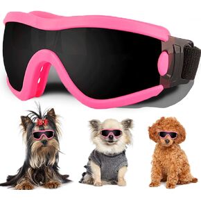 Small Dog Sunglasses with Adjustable Strap UV Protection, Winproof Dog Puppy Sunglasses, Suitable for Small Dog Pet Glasses, Dogs Eyes Protection，Soft Dog Goggles