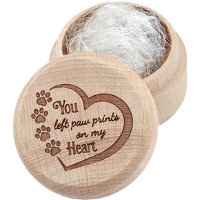 Dog Memorial Box for Loss Pet Wooden Keepsake Box with Pet Paw Engraving Ashes Or Hair Case Urn Memorial Gift(Brown)