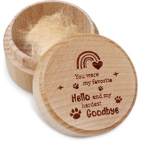 Dog Memorial Box for Loss Pet Wooden Keepsake Box with Pet Paw Engraving Ashes Or Hair Case Urn Memorial Gift(Brown)