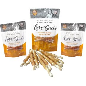 Rena's Recipe Love Sticks Rawhide-Free Chicken Wrapped Tapioca Stick with a Peanut Butter Flavor Strip