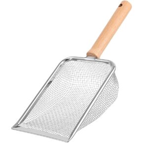NOLITOY Small Mesh Stainless Cat Scoop, Cat Litter Shovel Metal Reptile Litter Cleaner Scooper Non-Stick Deep Fast Sifting Cat Litter Scooper