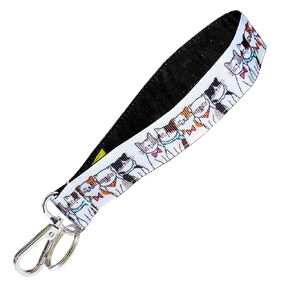Cat Key Fob Strap - Cute Cat Faces - Keychain - Key Wristlet - 1 x 6 Inch Loop - Cute Purse or Wallet Strap - Handmade by Green Acorn Kitchen