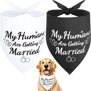 Vivifying 2 Pack Dog Wedding Bandanas, Elegant Engagement Gifts for Couples, Bridal Shower Gifts, Dog Scarf Accessories for Wedding Outfit, Photo Prop and Party Decor (S, White&Black)