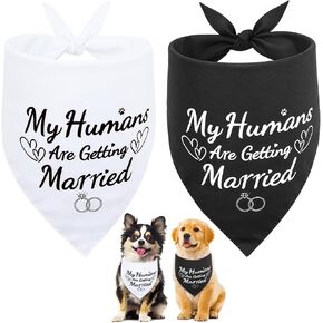 Vivifying 2 Pack Dog Wedding Bandanas, Elegant Engagement Gifts for Couples, Bridal Shower Gifts, Dog Scarf Accessories for Wedding Outfit, Photo Prop and Party Decor (S, White&Black)