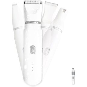 4 in 1 Multi Trimmer Electric Dog Hair Clippers Mini Pet Hair Trimmer Dog Paw Fur Shaver Nail Grinder 2 Speeds Paw Pad Clipper Mute Cordless Rechargeable for Dogs Cats Grooming Tool Razors Waterproof