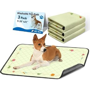 Washable Pee Pads for Dogs,2 Pack Reusable Puppy Pads,Absorbent & Leak-Proof Dog Potty Training Pads, Non Slip Training Mats Suitable for Potty, Playpen,Bed,Crate Liner,Car Seats (Yellow,L:47*31'")