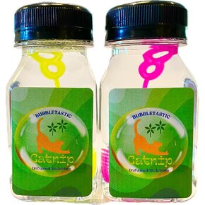 Catnip Bubbles for Cats! Scented with Pure Essential Catnip Oil. Non Toxic, Tear Free, Made in USA. Two 4 oz Bottles.