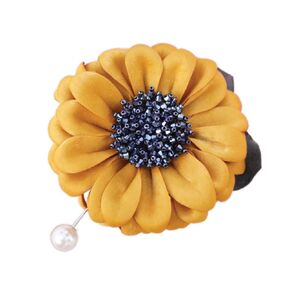9 CENTIMETER Medium Handmade Fabric Sun Flower Brooch Pins, Handmade Gift Ideas, Mother's Day Gift, Gift for Mom, Anniversary Gift, Mother's Day GIft, Wedding Accessories (Vintage Yellow)