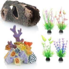Fish Tank Decoration Ornaments, Resin Hollow Tree Trunk, Coral Reef Simulation Decorations with Plants, Fish Tank Background 3D for Fish Tank, Aquascape Aquarium Decors for Fish Tank…