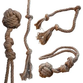 Pure Hemp Rope Dog Toys for Aggressive Chewers - Chemical Free Dog Toys - Dog Anxiety Toys - Sturdy Dog Toys - Tug of War Dog Pull Rope - Dog Toy Set of 2