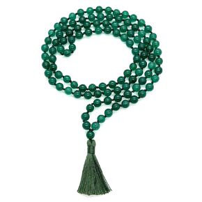Find Harmony & Growth: Hand-Knotted Green Jade Mala (108 Beads, 8mm) - Libra Birthstone & Heart Chakra Balance