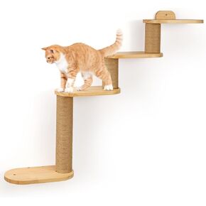 Cat Wall Shelves,Transformable Cat Scratching Post Wall Mounted, DIY Wall Mounted Cat Furniture for Climbing, Play, Nap (4-Layer)