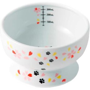 Necoichi Raised Cat Water Bowl, Elevated, with Measurement Lines, Dishwasher and Microwave Safe, No.1 Seller in Japan! (Cherry Blossom Limited Edition, Regular)