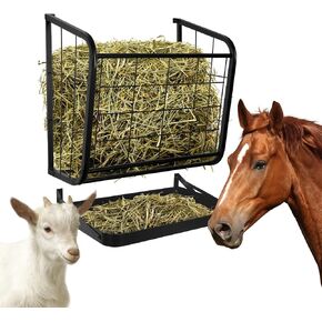 jxgzyy Hay Feeder جدار جبل 2 في 1 القش والحبوب المغذية متعددة الجوانب الماعز القش الرف الثقيلة المعادن تغذية الماشية لوازم تغذية الحصان لتخزين القش وتوزيعها in Kuwait
