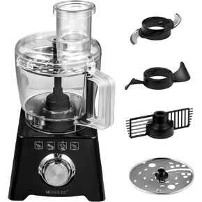 Electric Food Processor, MOSAIC 5 Function for Chopping, Slicing, Mixing, Puree, Kneading, Egg White, Whipping Cream, Vegetable Meat Food Chopper Blender with Big Food Chute & Pusher, Grey