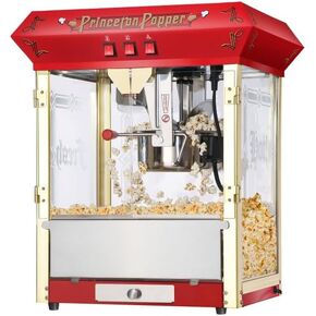 Princeton Popcorn Machine - 8oz Popper with Stainless-Steel Kettle, Reject Kernel Tray, Warming Light and Accessories by Great Northern Popcorn (Red)