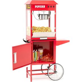 آلة الفشار التجارية، عربة آلة الفشار مع غلاية من الفولاذ المقاوم للصدأ سعة 8 أونصة تصنع ما يصل إلى 32 كوبًا، سطح تسخين ساخن، آلة صنع الفشار العتيقة، أحمر in Kuwait