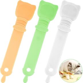 3pcs Happy Spoon For Cats,Cat Treat Spoon Squeeze Up Spoon,Cat Strip Feeder Squeeze Spoon,Cat Food Scoop,Cat Wet Treat Dispenser Spoon for Squeezing Puree And Liquid Snack,White/Green