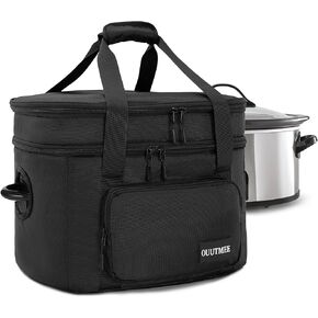 Slow Cooker Travel Bag, 2 Layers Slow Cooker Carrier, Compatible with 6, 7, 8 Quart Crock-Pot, Insulated Travel Carrier with Easy to Clean Lining