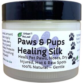 Urban ReLeaf Paws & Pups Healing Silk! Heal, Protect Pets, Dry, Injured, Hot & Raw Spots. Gentle 100% Natural Dog Salve! Vitamin Shea. Earth's Finest Ingredients. Softens Skin & Fur! Walk Rescue