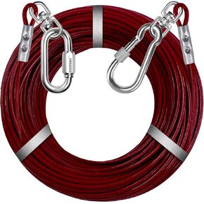 Tie Out Cable for Dogs, 20ft 30ft 40ft 50ft 60ft Chew Proof Durable Dog Runner Tether Chain Leads for Dogs Up to 130Lbs Puppy Yard Outside Camping(50ft)