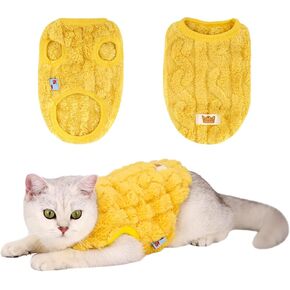 Dog Sweater Fall Dog Sweater Dog Clothes for Small Dogs Girl Boy Ultra Soft and Warm Puppy Sweater Cute Dog Fleece Vest (Yellow) M