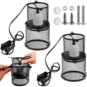 2 Pcs Retractable Reptile Heat Lamp Holder Reptile Anti Scald Lampshade Ceramic Heat Emitter Heating Lamp Shade with Switch for Pet Amphibian Snakes Lizards Turtle Frogs Chicks, Without Bulb in Kuwait