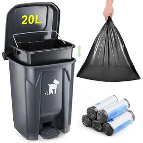 Dog Poop Trash Can Outside, 20L Pet Waste Container with Removable Inner Waste Bin, 150 Waste Bags, Outdoor Dog Poop Trash Bin for Small/Large Dog Families in Kuwait