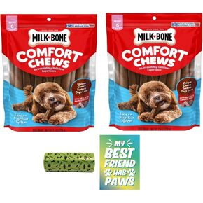 حلوى ميلك بون ميني كومفورت للمضغ من لحم البقر الحقيقي للكلاب، عبوتان - 7.4 أونصة - بالإضافة إلى لفة أكياس البراز الصديقة للبيئة وملصق فينيل My Best Friend in Kuwait