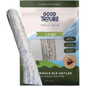 Good Trouble Premium Elk Antlers for Medium Dogs – 2 Pack Whole Pets - All-Natural, Shed Antler Chews for Dental Health & Calming - Durable Dog Bones - Cruelty-Free, North American Sourced