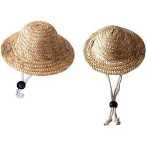 Novelty Summer Adjustable Pet Dog Outdoor Straw Hat Puppy Small Kitty Cat Sunhats Dog Hat Apparel and Accessories Pet Supplies
