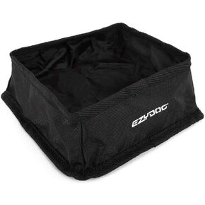 EzyDog Fold-A-Bowl Portable Dog Bowl - Leak Proof Design and Folds Flat for Easy Transport - Storage Bag Includes Clip for Attachment While Walking, Hiking, and Running (Black, Small)