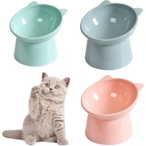 3pcs Elevated cat bowls，Raised Cat Feeding Bowls with Stand，Anti Vomit Cat Food Bowl，Cat Feeder Food Water Bowl Cat Dishes 15° Tilted Raised Cat Feeder