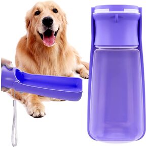 Water Bottle with Water Trough for Animals (Purple)