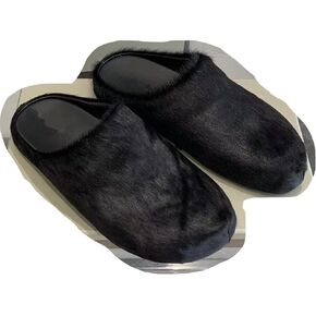 MSS3 New Real Goat Hair Slides In Autumn And Winter Wear Thick Soled Solid Color Baotou Slippers (13, Rose Red)