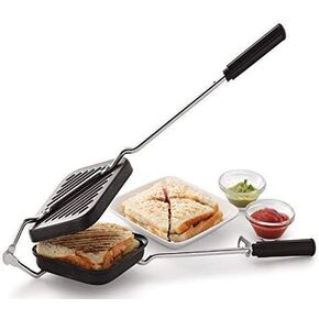 صانعة الساندوتشات المشوية وصانعة الساندوتشات المحمصة مع أواني طهي غير لاصقة، أسود in Kuwait
