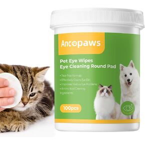Tear Stain Remover for Dogs & Cats - Eyes Wipes for Cleaning Dirt and Crust - Eye Wash Pads for Reducing Discharge - Pet Eyes Grooming Wipes for Mucus Secretions - 100pcs