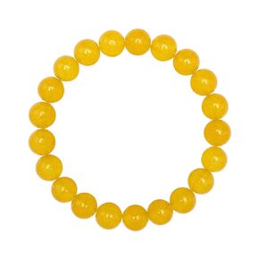 10mm Yellow Jade Beaded Bracelet for Men - Energy and Endurance - High Quality Adjustable Stretch Real Gemstone Beads Mens Bracelet - Made in USA - Meaningful Gift for Men (M)