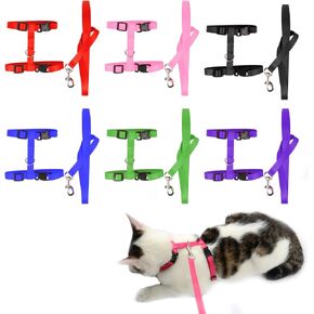 6 Pack Adjustable Cat Leash Harness Leash,Bunny Harness Leash for Pet Safety Walking Running Jogging,HarnessLeash for Bunny cat Puppy Kitten Ferret and Other Small Pet Animals