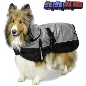 Derby Originals Ruff Pup 1200D Ripstop Waterproof Reflective Winter Dog Coat with Neck Cover and Harness Compatible Opening 220G