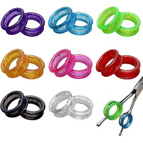 40Pcs Shear Grips Inserts,Soft Silicone Scissors Finger Rings for Comfortable Dog Clipping and Pet Hair Trimming 8 Colors