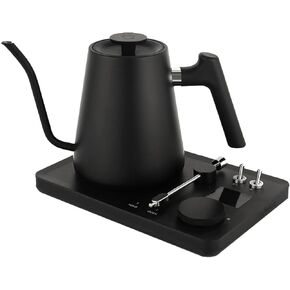 DJ Electric Gooseneck Kettle - Pour Over Coffee & Tea - Turntable Design - Water Boiler - Quick Heating & Temperature Control - Black
