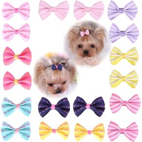 18PCS Dog Hair Bows Hairpin Hair Clips Pet Cat Puppy Dog Hair Clips Small Bowknot Hair Bows with Clips Cuter Better Puppy Hair Bows (A)