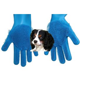 Pet Grooming Gloves for Bathing, Pet Hair Removal Gloves, Pet Massage Gloves, Pet Shampoo Gloves Blue