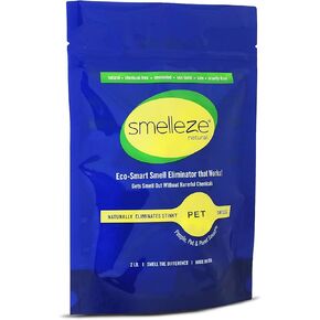 SMELLEZE Natural Pet Odor Eliminator Deodorizer: 2 lb. Unscented Granules Rids Strong Pet Waste Stench. Perfect for Pet or Small Animal Habitats. Mix with Bedding.
