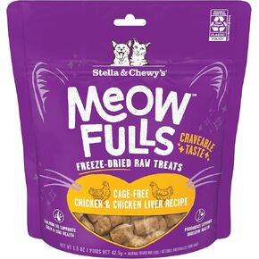 Stella & Chewy's Meowfulls Freeze Dried Cat Treats Chicken & Chicken Liver Recipe, 1.5 oz Bag