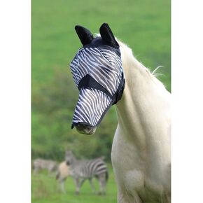Shires Horse Fine Mesh Zebra Fly Mask with Ears and Nose (Cob)