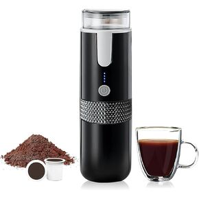 Portable Coffee Machine Electric Espresso Maker USB Rechargeable Coffee Maker Compatible with Capsule & Ground (Not heated)