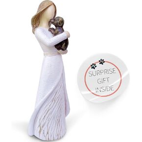 Dog Memorial Gifts for Loss Dogs - Pet Remembrance - Loss of pet Sympathy Gift - Commemorative Sculpture Figure of a Woman Hugging her Dog - Home Decor - Hand Painted Resin Figurine - 5.9 in