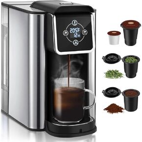 SIFENE 3-in-1 Single Serve Coffee Maker for K-pods, Ground Coffee, and Loose Leaf Tea, Custom Temperature and Strength Control, Quick Brew with Large 50 oz Reservoir